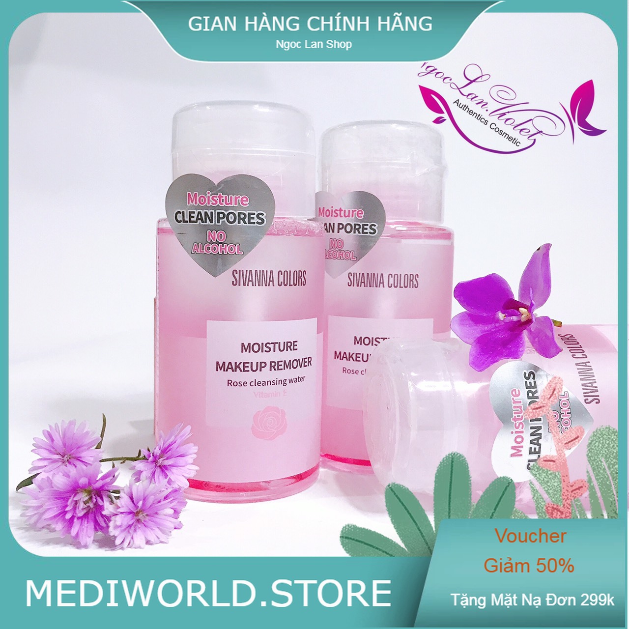 Nước tẩy trang KHÔNG CỒN Sivanna tinh chất HOA HỒNG Thái Lan