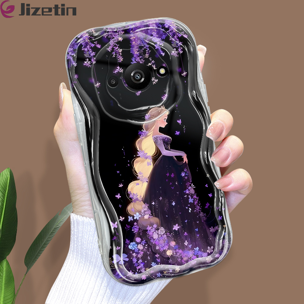 Jizetin for Redmi A3 A3x Back Cover Back Cover Beautiful Princess Cream Wavy Edge Soft Silicone Phone Case. 