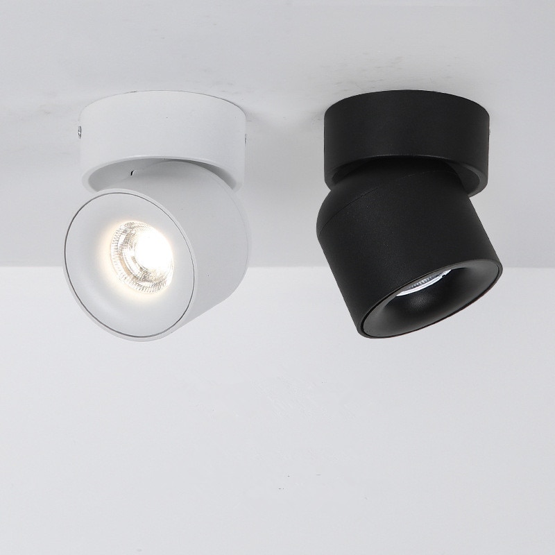 Aisilan Led Ceiling Light Surface Mounted 360 Degrees Round Curve Rotation Lamp Cylinder Creative 7w 9w Cree Cob Spot Light