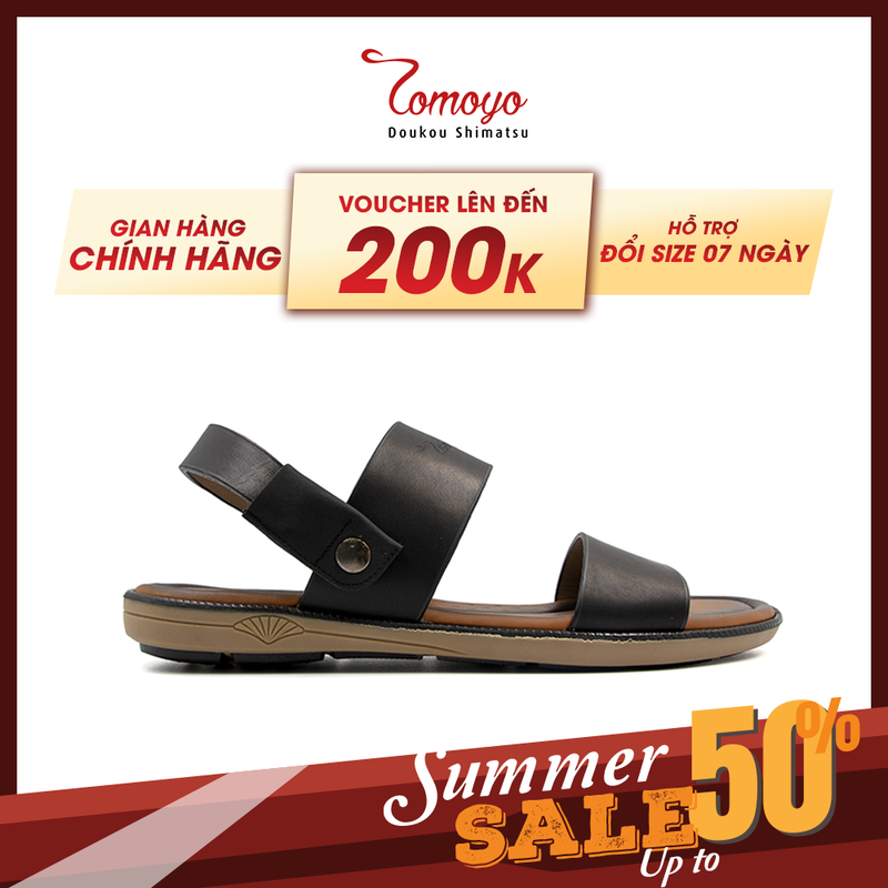 Dép sandal nam thủ công da bò cao cấp tomoyo tms09501