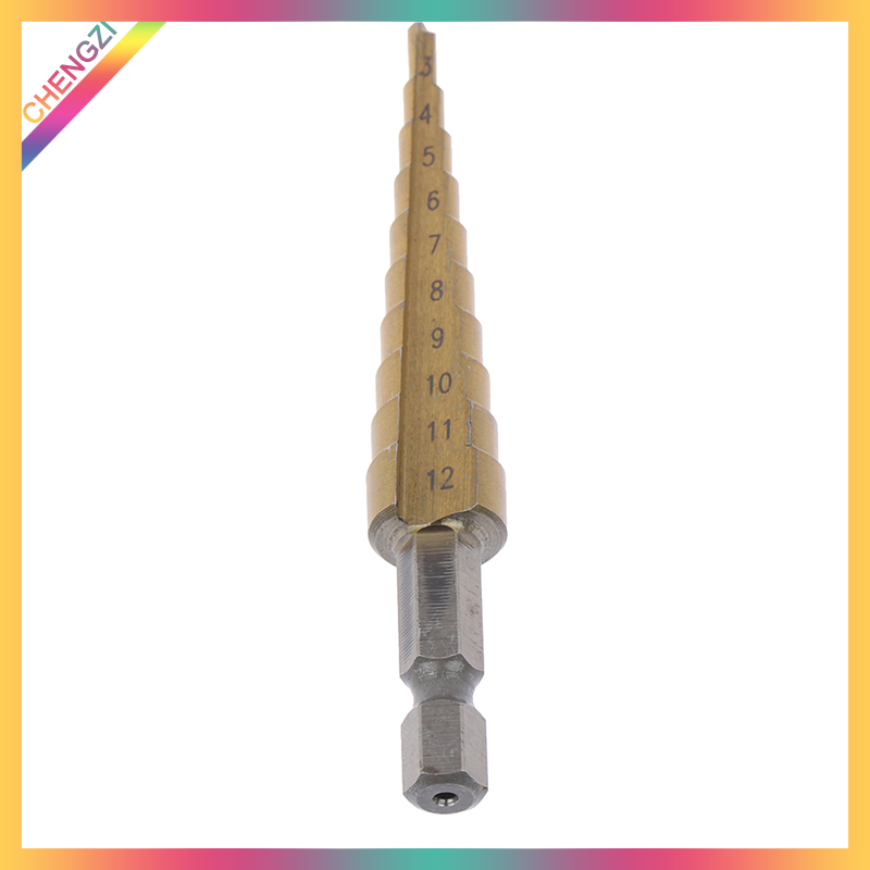 Chengzi 3-12mm coated stepped drill bits hex handle drill bit metal drilling power tool