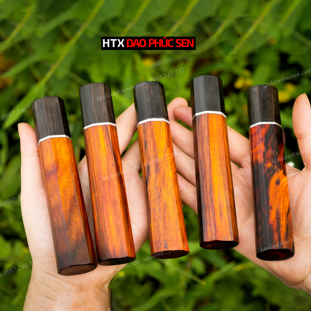 Cán dao Nhật bát giác gỗ Mun,  Trắc - CN08