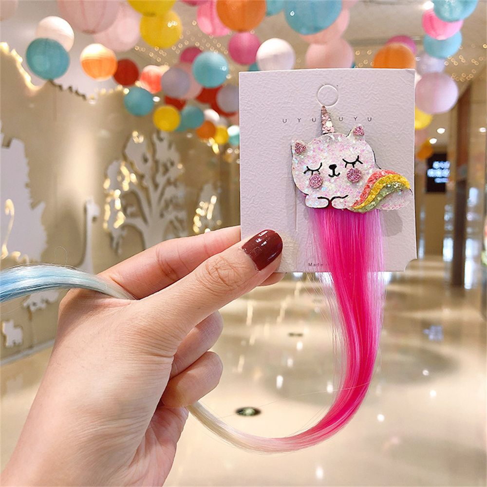 RLIFE Hoạt hình Phụ kiện tóc cho bé gái Kẹp tóc giả cho trẻ em Mũ nón Barrette Kẹp tóc Unicorn Kẹp tóc xoắn Kẹp tóc giả
