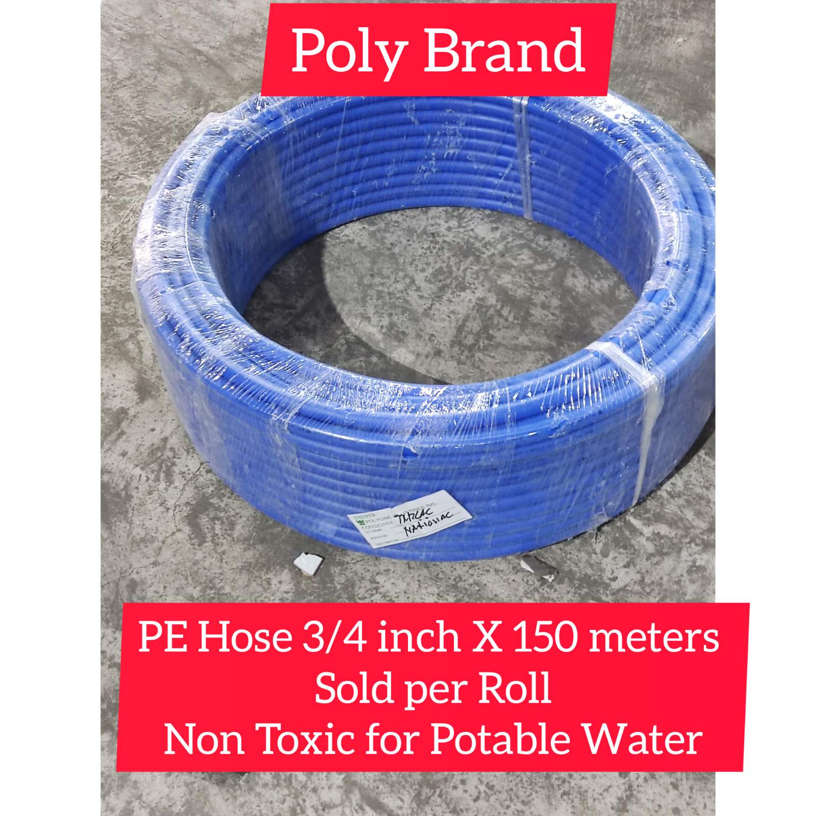 Hose HDPE Pipes Heavy Duty Poly Pipe Sold per Roll 3/4" x 150 meters PE