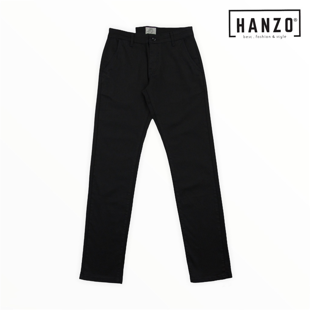 HANZO Men Slim Fit Long Cotton Pants Black 106602 JL880660 Lazada