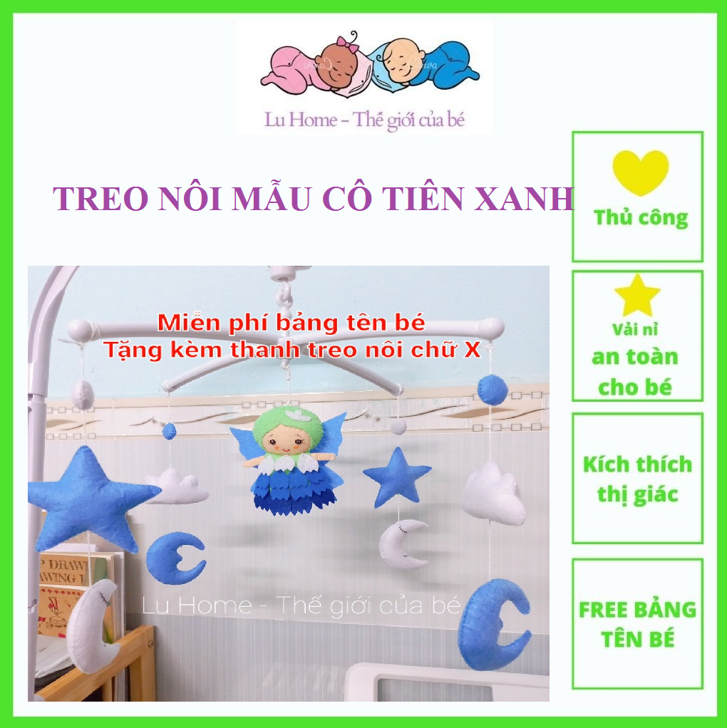 Treo nôi kích thích thị giác cho bé [Free Bảng tên bé]