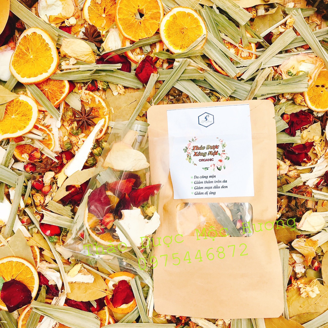 [GÓI LỚN DÙNG NHIỀU LẦN] - XÔNG MẶT THẢO DƯỢC ORGANIC - MỘC HƯƠNG