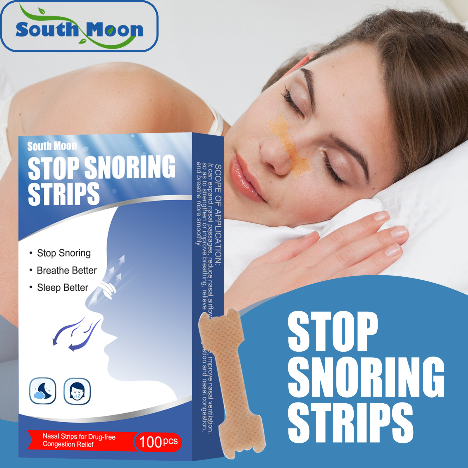 South Moon Stop Snoring Strips Anti Snoring Nasal Patches Better Breathe Good Sleeping Nasal