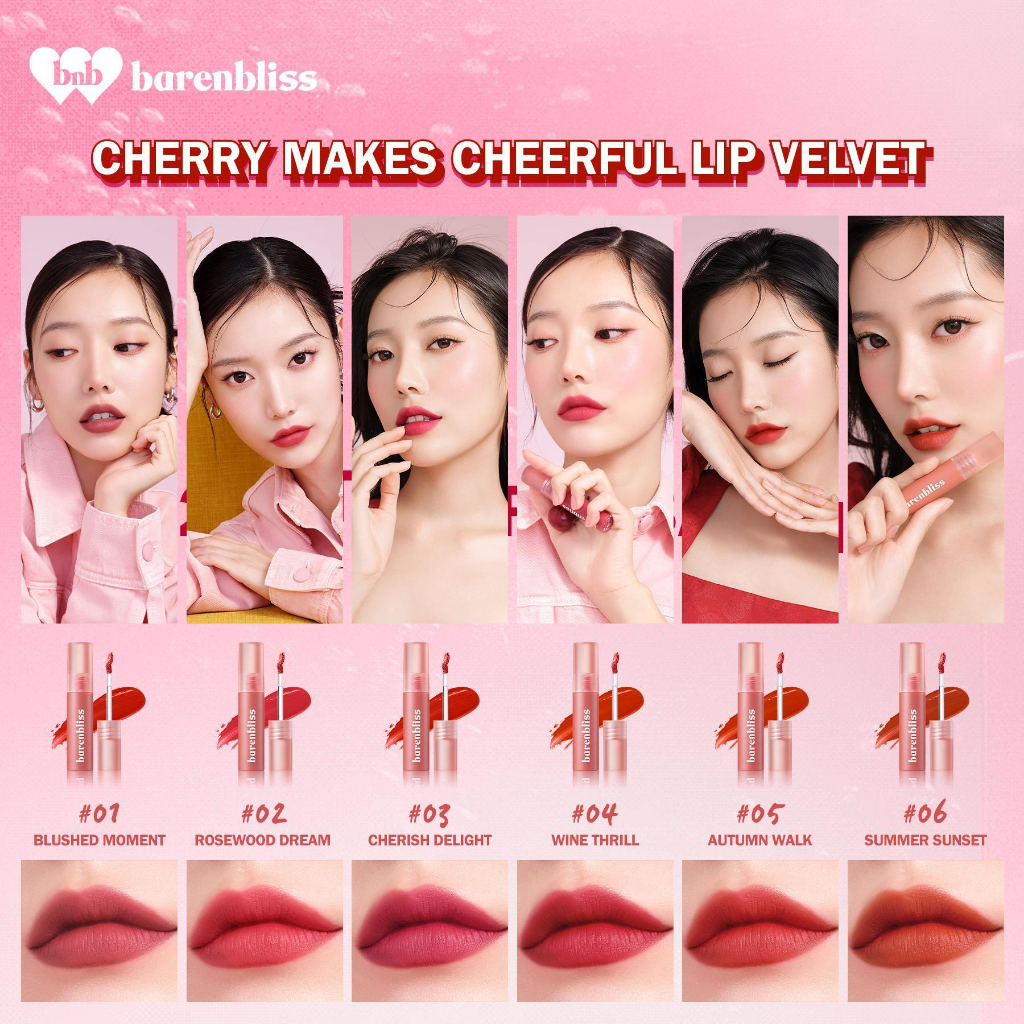 Set son tint Peach & son lì Cherry barenbliss (Son Tint Bóng Peach Căng Mọng Đôi Môi & Son Kem Lì Cherry Mịn Mượt)
