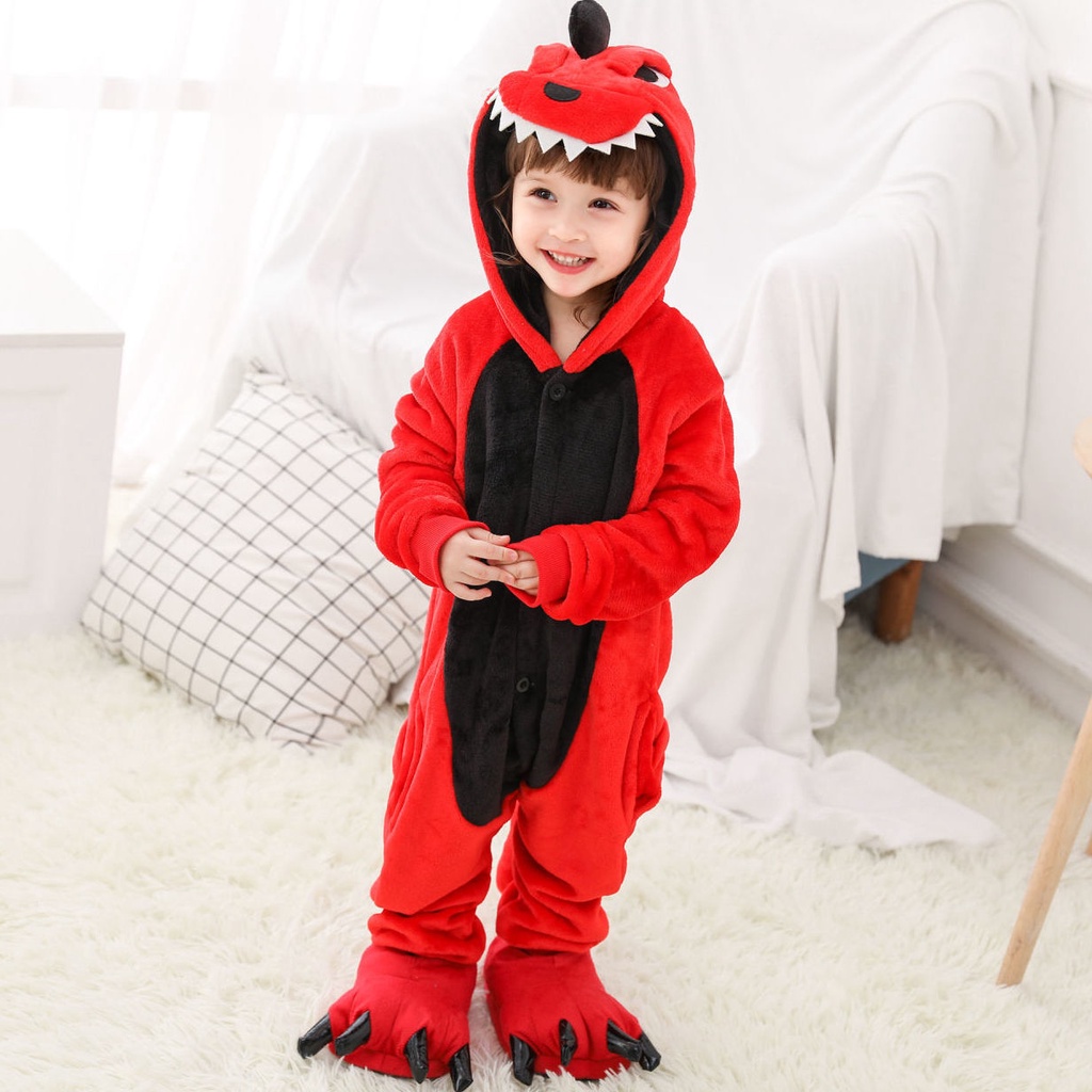 Áo liền quần Mặc Ở Nhà Hình Khủng Long Đỏ