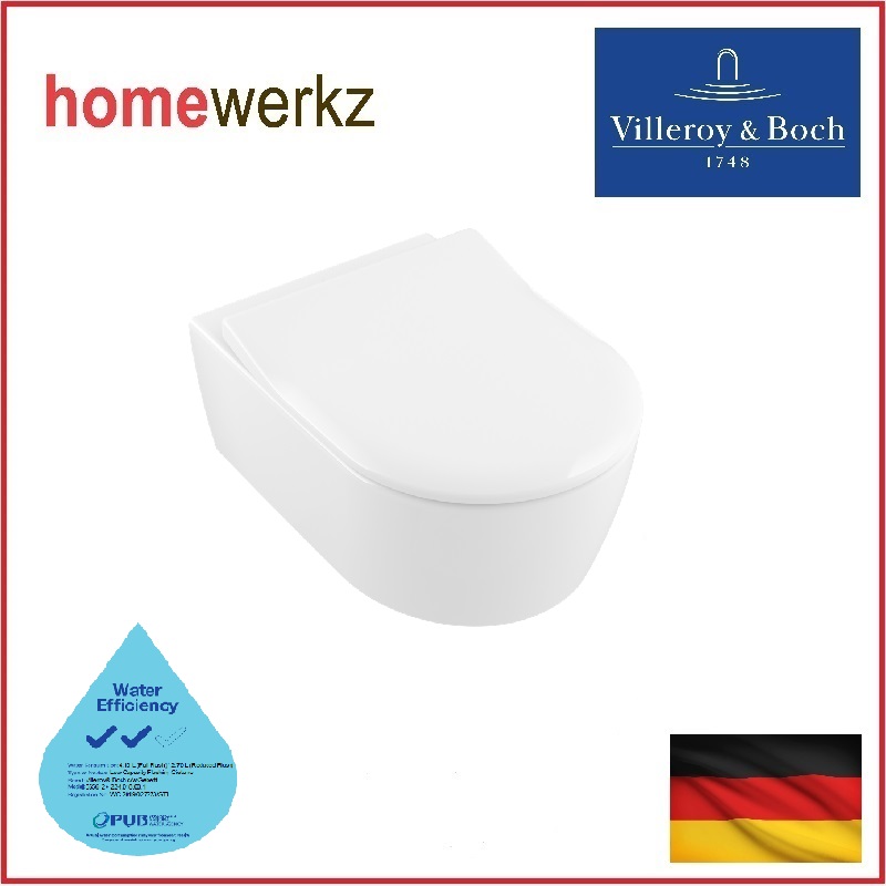 Villeroy & Boch Avento Wall Hung WC c/w Quick Release Slim Soft-close ...