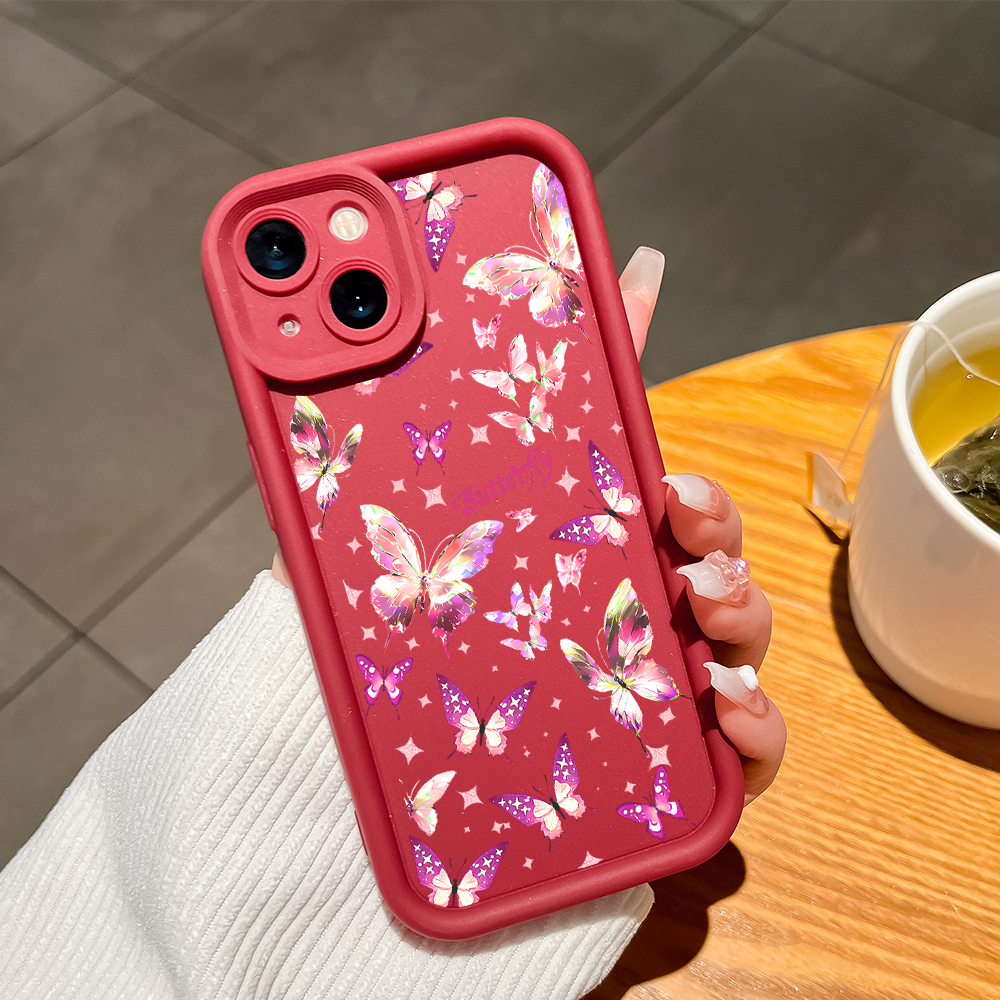 Hontinga for Infinix Smart 9 Hot 50i Mobile Phone Cover Pink Butterfly Pattern Case Ladder Soft Camera Protection Rubber Back Cover. 