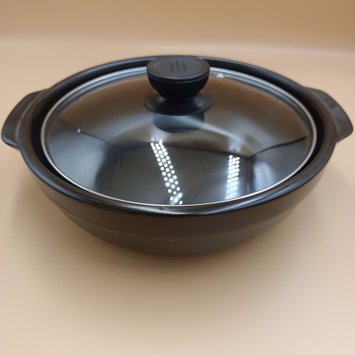 Nồi đất tráng men nắp kính 6'' nấu mì cay