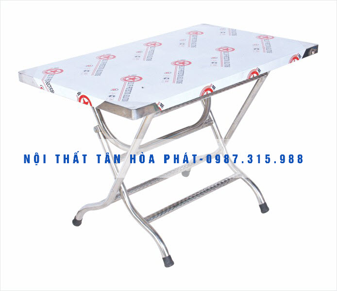 Bàn chữ nhật inox 201 rộng 0,7m dài 1m2 chân cao tân hòa phát