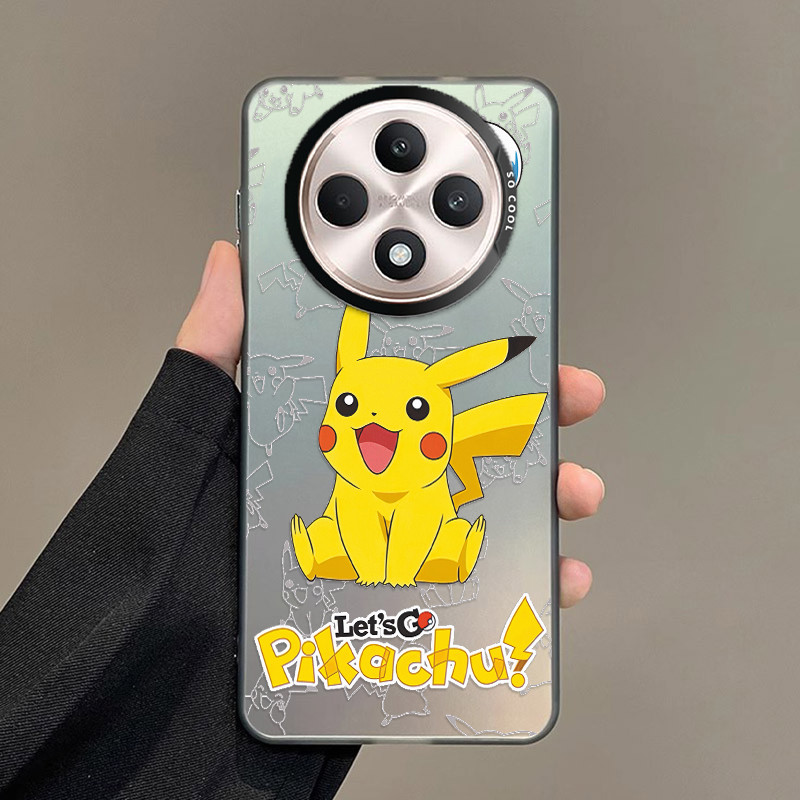 Xiaomi POCO C75 C 75 Anime Pikachu Colored Silver Case Cartoon Cover Hard Back Casing. 