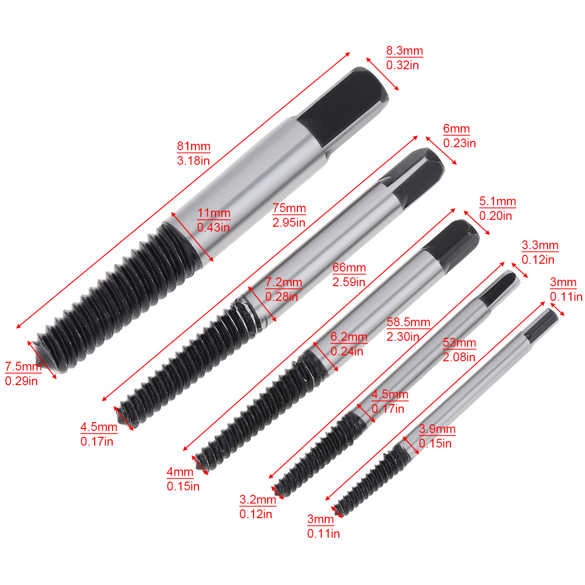 5pcs Screw Extractors Center Drill Bits Guide Set Broken Damaged Bolt Remover Hex Shank And Spanner Removal Speed Easy Set