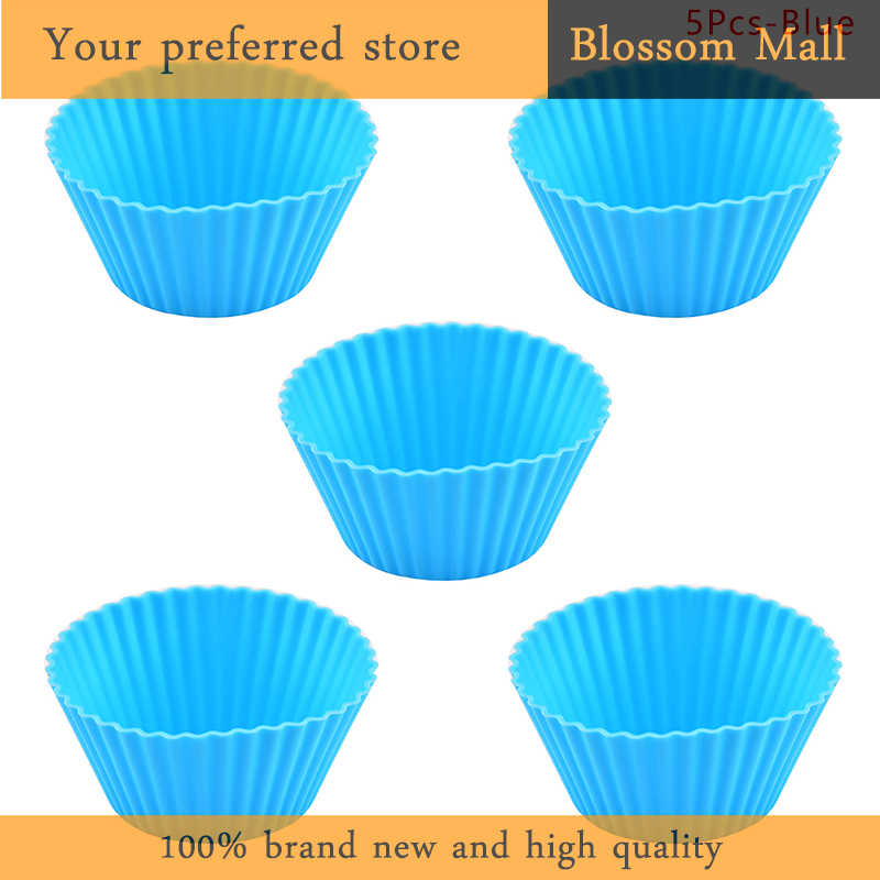 5Pcs Round Silicone Mold Cupcake Muffin Cup Baking Cookies Egg Tart Jelly Mold