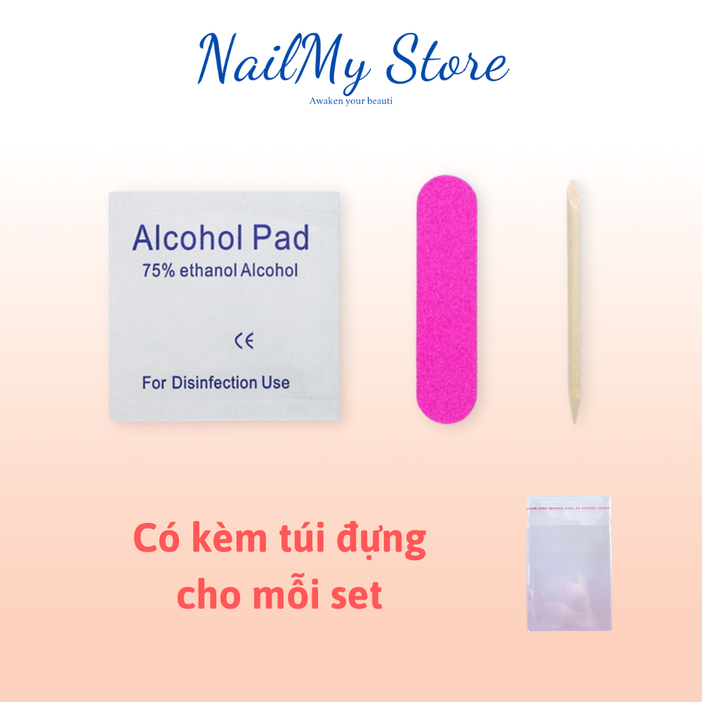 Nail box, set phụ kiện nailbox (miếng dán, bông cồn, que đẩy da, dũa, keo)