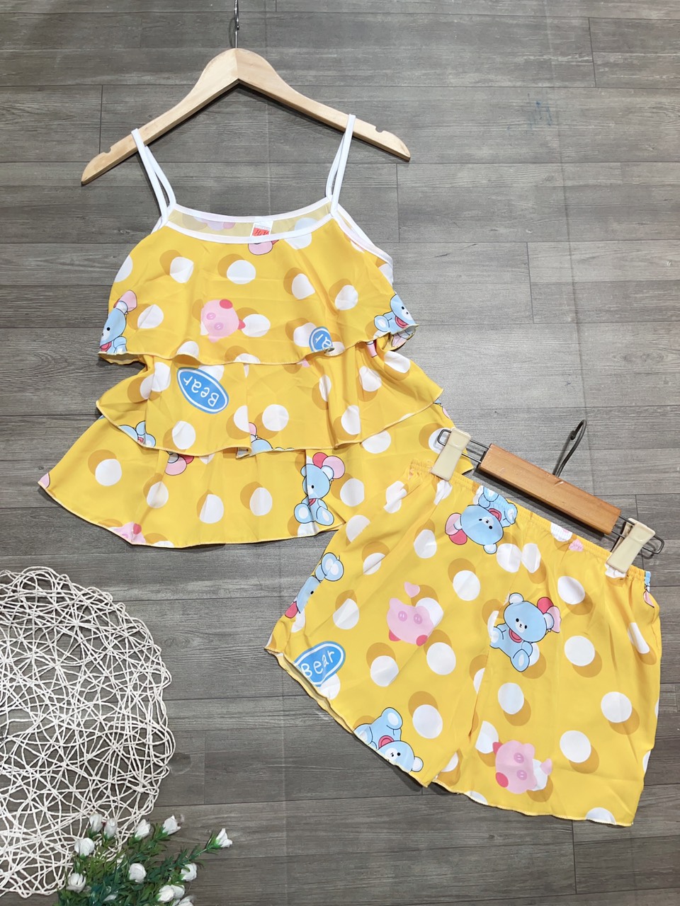 Set bộ mặc nhà đẹp vải lụa hàn Mềm Mịn Freesize Dưới 56kg
