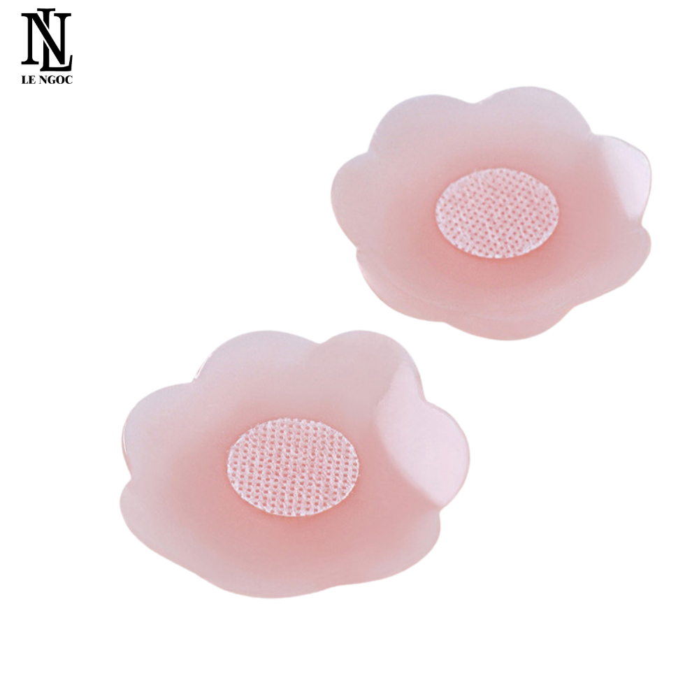 Cặp miếng dán đầu ti, miếng dán ngực silicon hình hoa mai - LN042