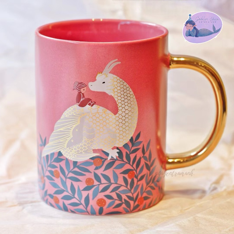 Starbucks cốc mug 16oz resting dragon and its keeper