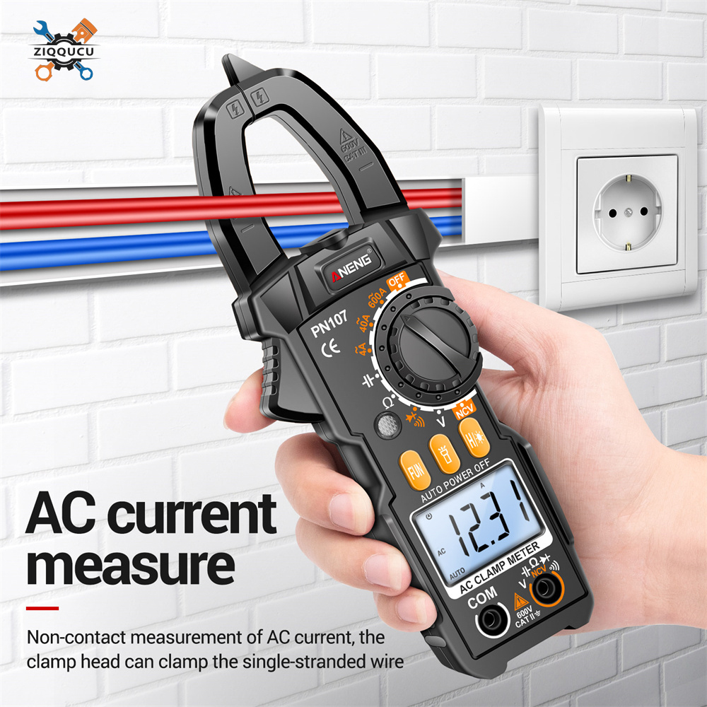 Ziqqucu ANENG Clamp Meter Multimeter Tester Auto Ranging TRMS 4000 Counts AC DC Current Voltage Ohm Volt Amp Meter Electrical Tools