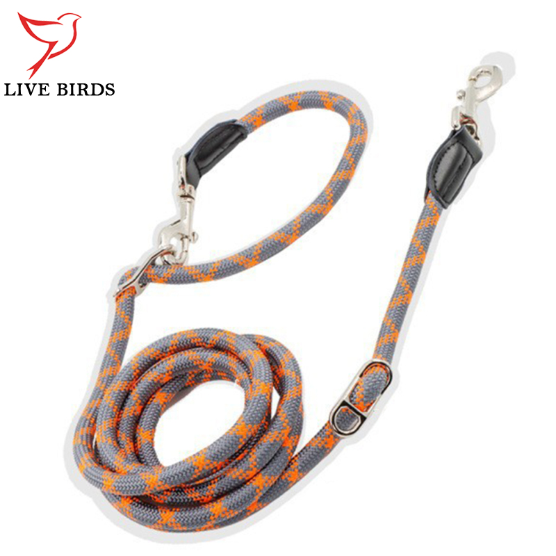 Multifunctional Nylon Double Leash For Dogs Reflective Strip Design Dog Training Leash For Medium Large Dogs