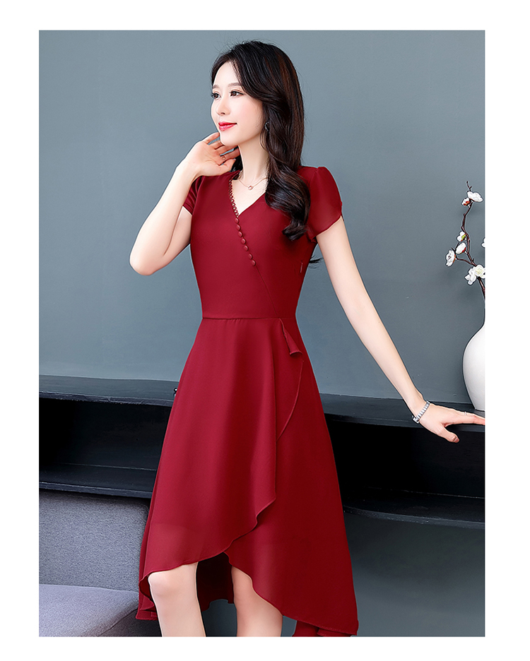 Váy voan lụa 2 lớp xẻ tà lệch tôn dáng
