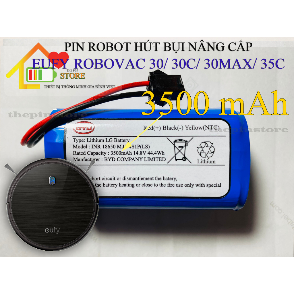 ( DUNG LƯỢNG 3500 mAh) PIN ROBOT HÚT BỤI NÂNG CẤP EUFY ROBOVAC 30/ 30C/ 30MAX/ 35C