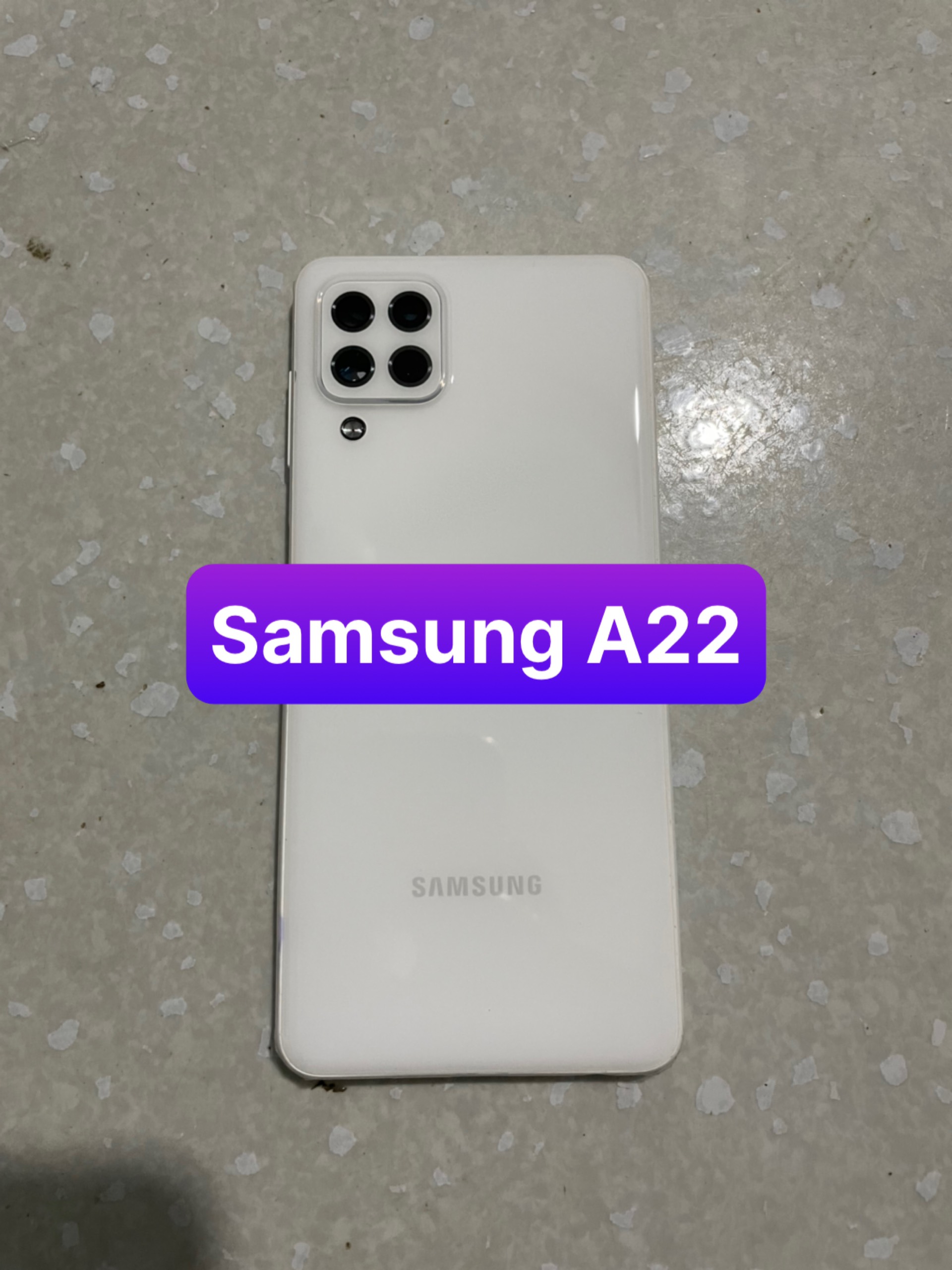 Bộ vỏ samsung A22 zin ( gồn lưng,sườn,benzen,kính cam,nút bấn)