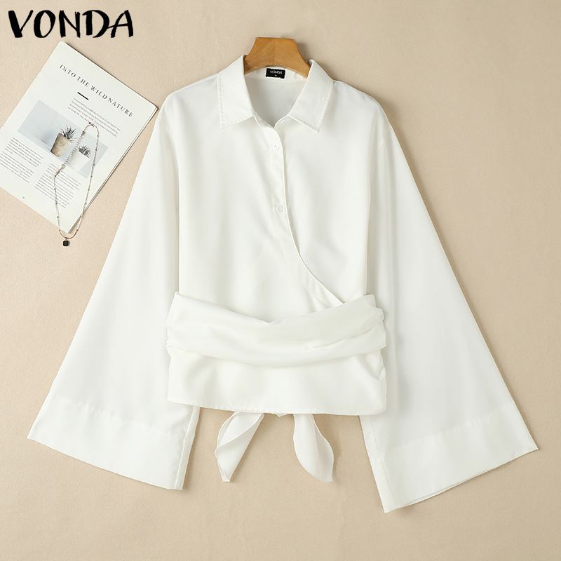 VONDA%20Womens%20Leisure%20Commute%20Lapel%20Bell%20Long%20Sleeve%20Shirts%20Slanted%20Placket%20Solid%20Blouses%20(Korean%20Causal)%20-%20Image%205
