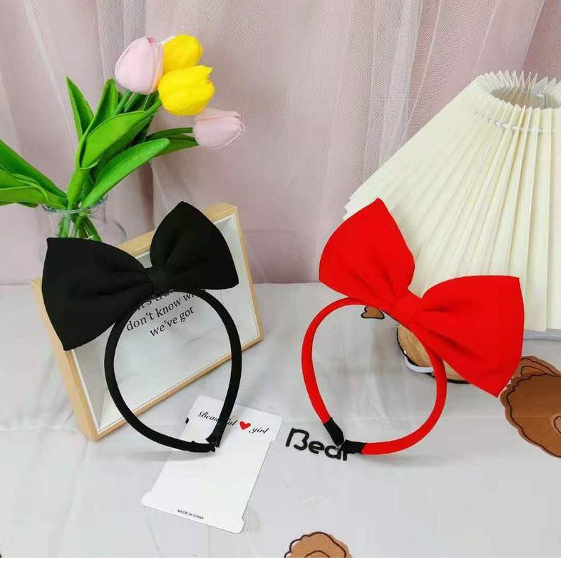 CC35 Cài tóc băng đô nữ bờm MICKEY nơ đỏ
