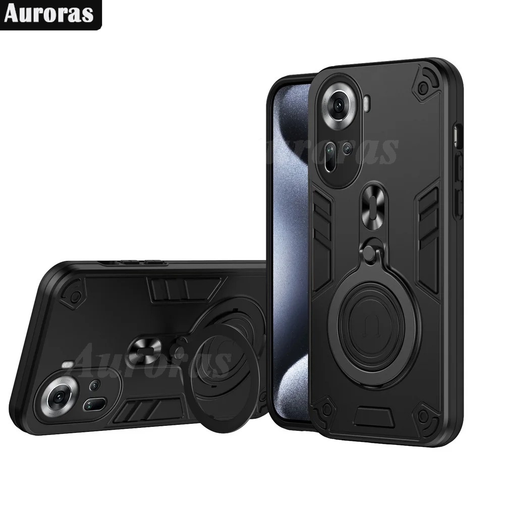 For OPPO A60 Case Shockproof Armor iron Metal Ring Kickstand Bracket Casing for For OPPO Reno 11 10 10Pro Cover Casing HP.
