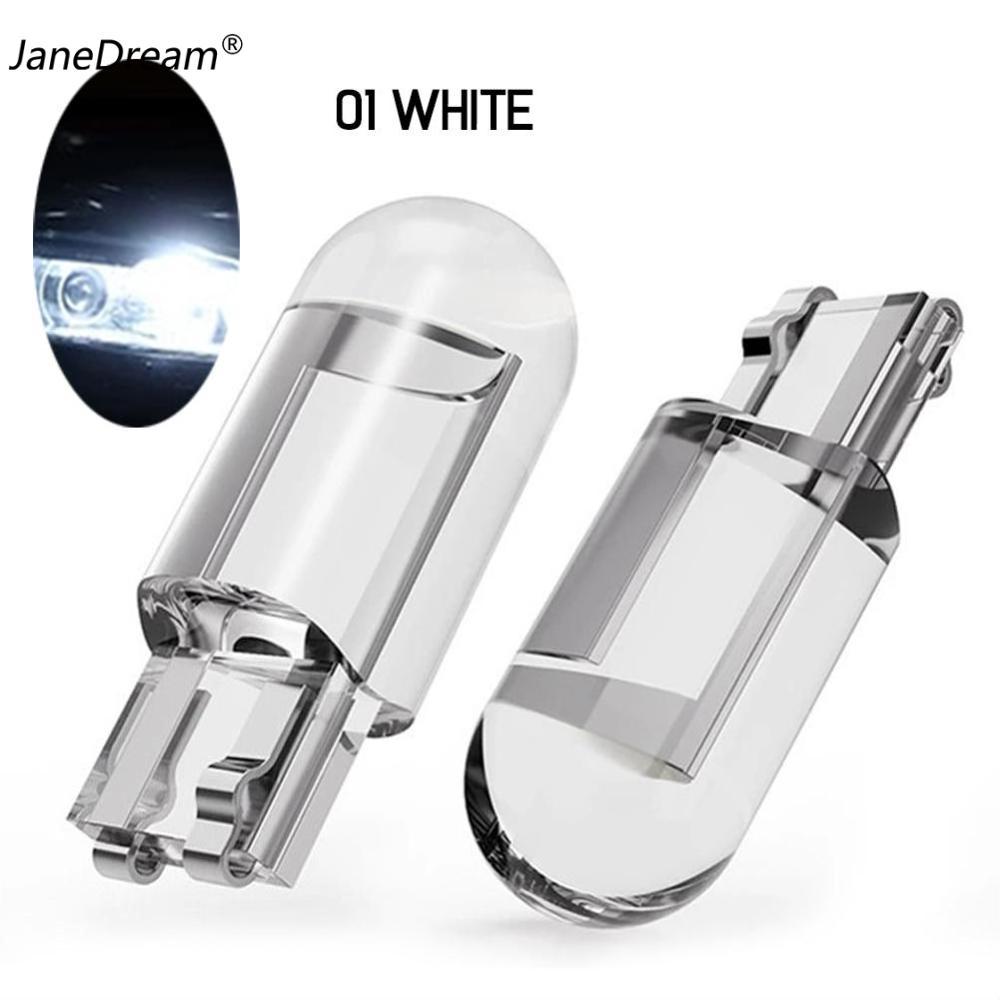 Janedream 2Pcs T10 W5W Glass COB LED Car BulbWedge License Plate Lamp Dome Light
