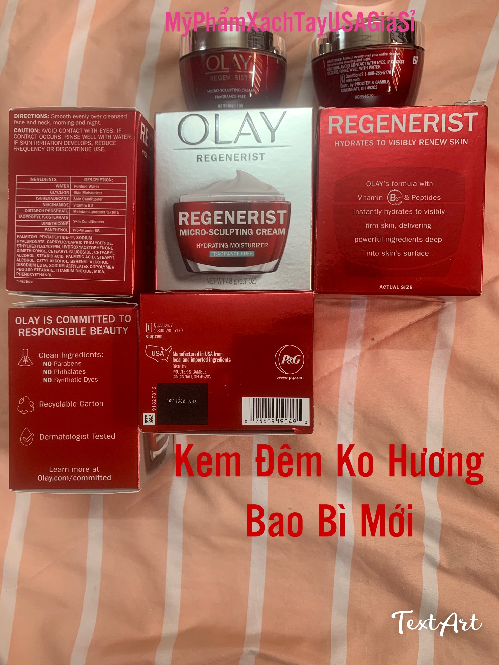 Kem Dưỡng Ẩm Chống Lão Hóa Olay Regenerist Advanced Anti-Aging Micro Sculpting Cream Fragrance free 48g USA