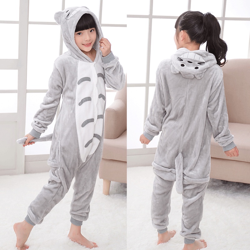 Bộ đồ ngủ liền thân hình khủng long / stitch / gấu trúc / hổ / totoro hoạt hình cho bé trai