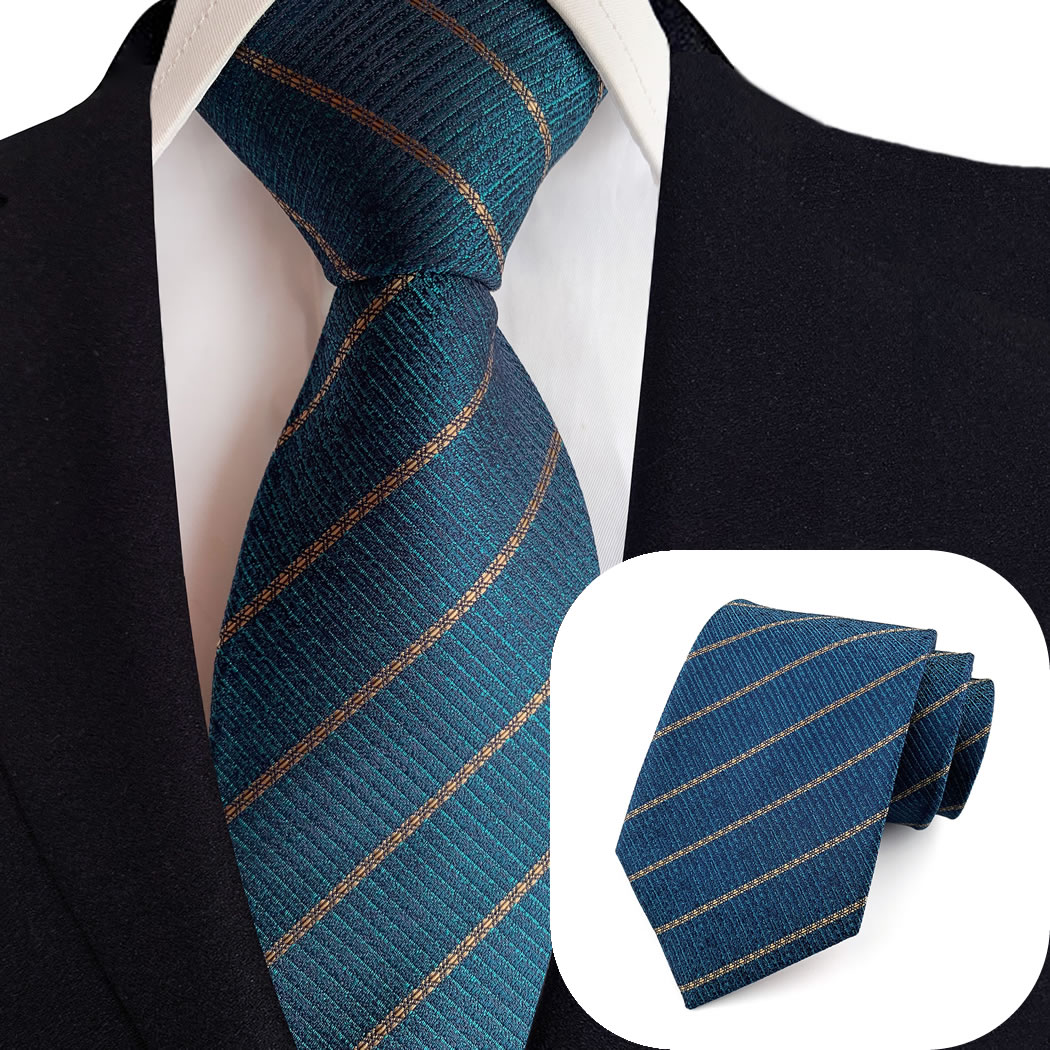 Blue Tie For Men Formal Business Striped Accessories Husband Boyfriend Gift For Wedding Party Festival Fashion Necktie