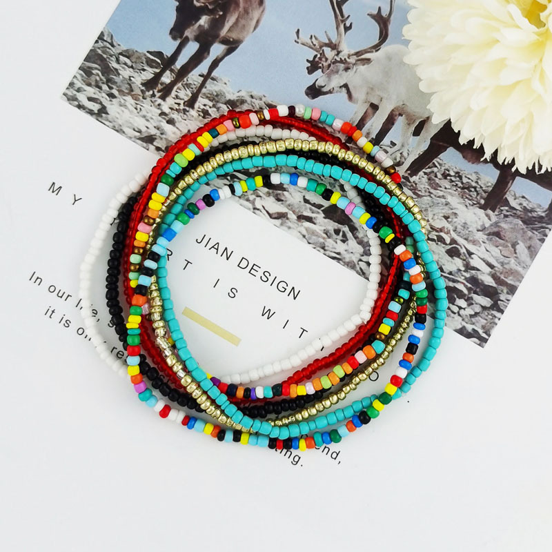 Phoenix B2C Handmade Colorful Beaded Anklet Personalized Bohemian Style for A Creative Look less Than