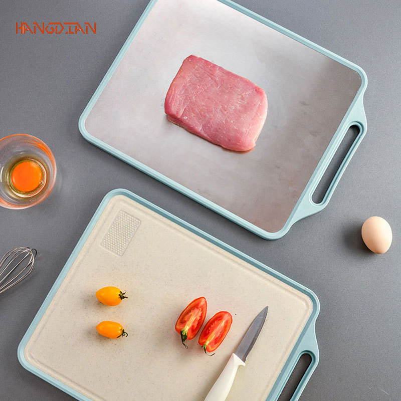 HANGDIAN【Miễn phí vận chuyển】Bảng cắt đa năng hai mặt dày dùng trong nhà bếp để ngăn ngừa nấm mốc, làm tan băng, Bảng cắt dụng cụ cắt rau, Bảng cắt trái cây và thịt