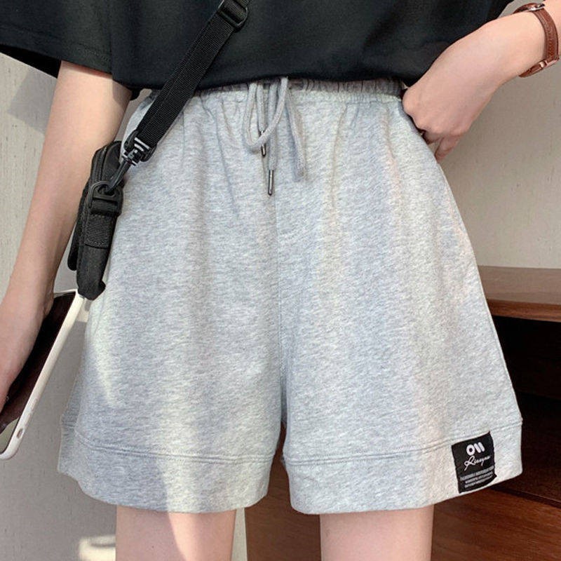 quần short nữ cạp chun gắn logo 2 màu