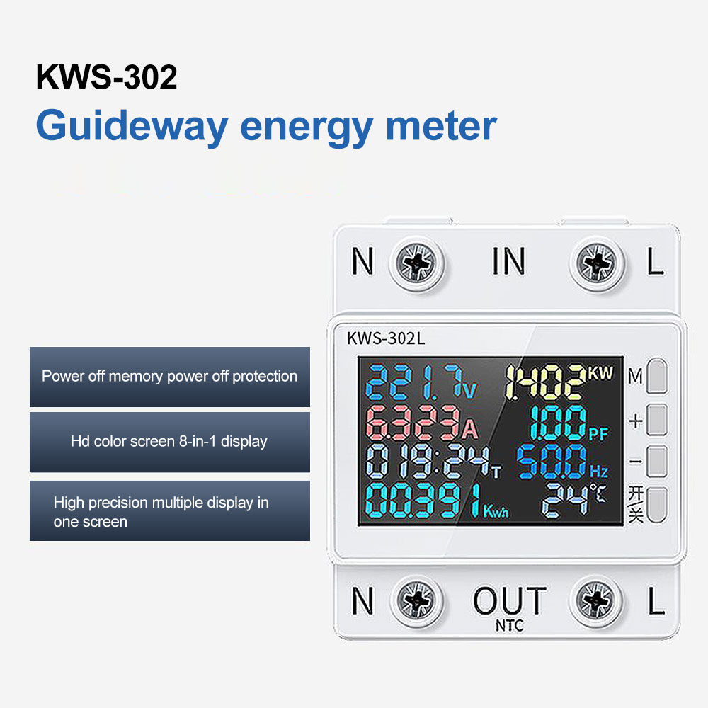 Diymore kws-302wf ac170-300v digital energy meter multifunction din rail power meter kwh meter with led display