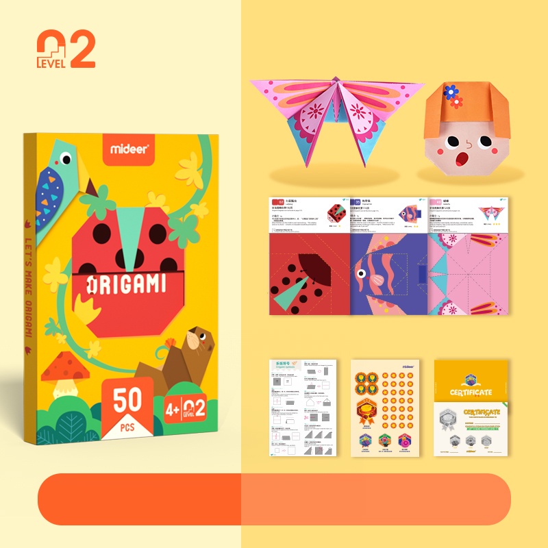 Giấy màu thủ công thủ công origami, cắt dán 3 cấp độ, đồ chơi thủ công cho bé
