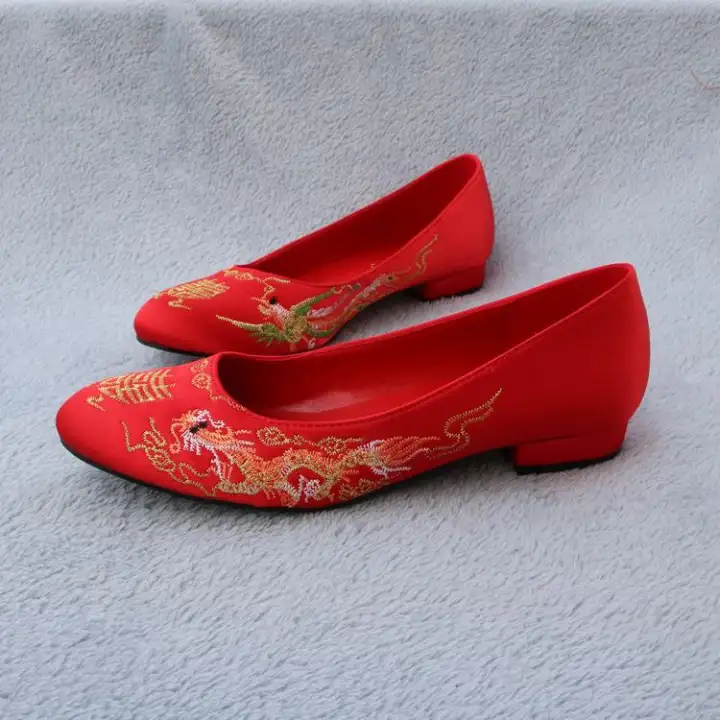 red wedding shoes for bride