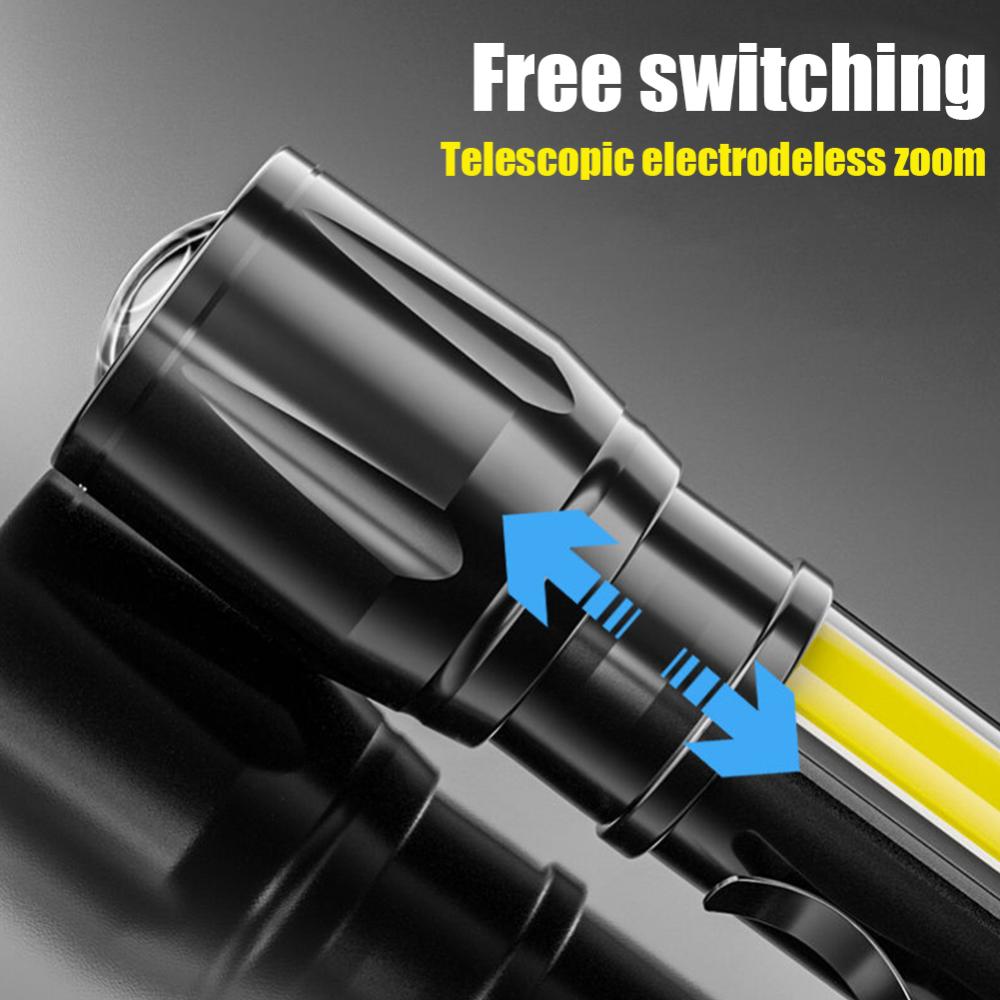 Portable Powerful Flashlight 3 Modes LED Flashlight Telescopic Zoom Camping Lantern USB Rechargeable for Outdoor Working