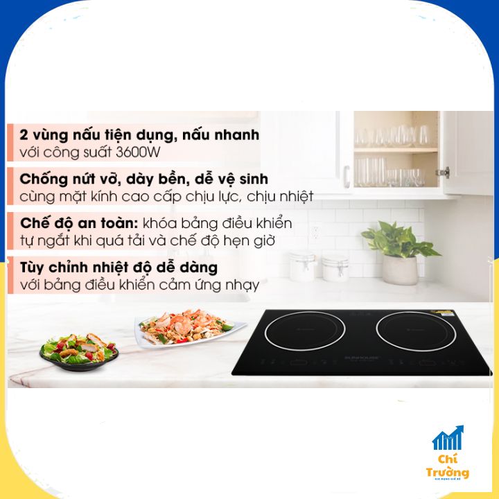 [BẾP HỒNG NGOẠI ĐÔI] Lắp âm Sunhouse SHB9112MT