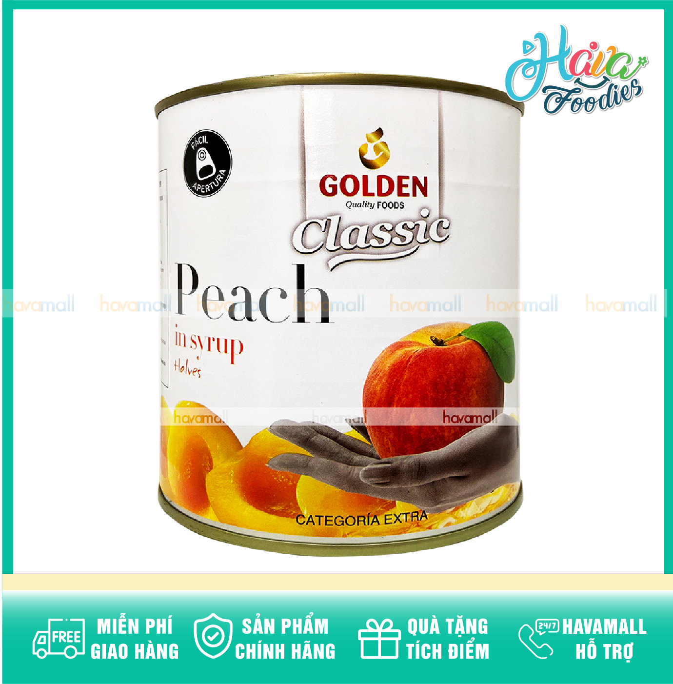 Sỉ - Thùng 6 Lon Đào Ngâm Đóng Lon Golden Classic