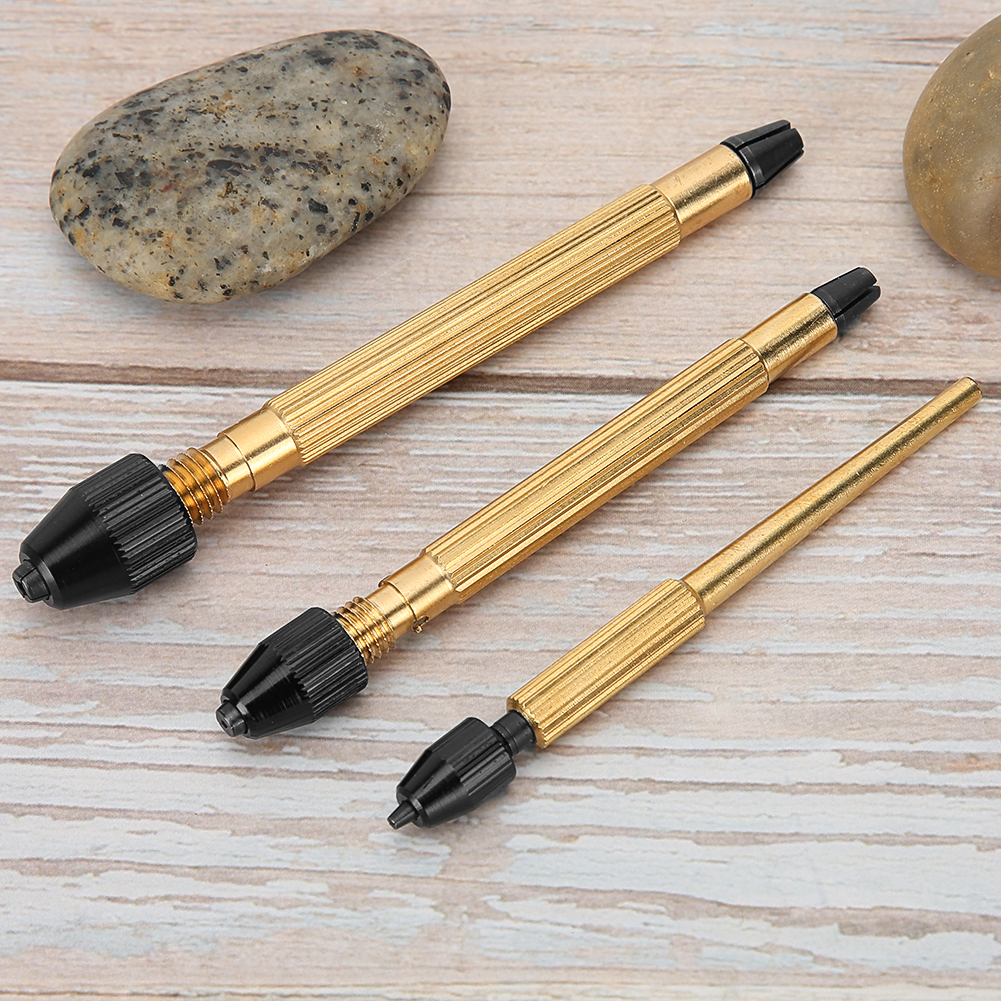 3pcs Copper Pin Vise Twisted Drill Bit Hand Drill Watch Repairing Tool Accessory