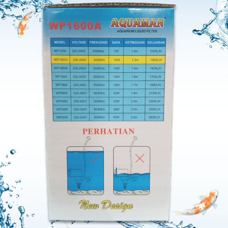 AQUAMAN WP 1600A SUBMERSIBLE PUMP Pompa Aquarium Aquascape Kolam air mancur