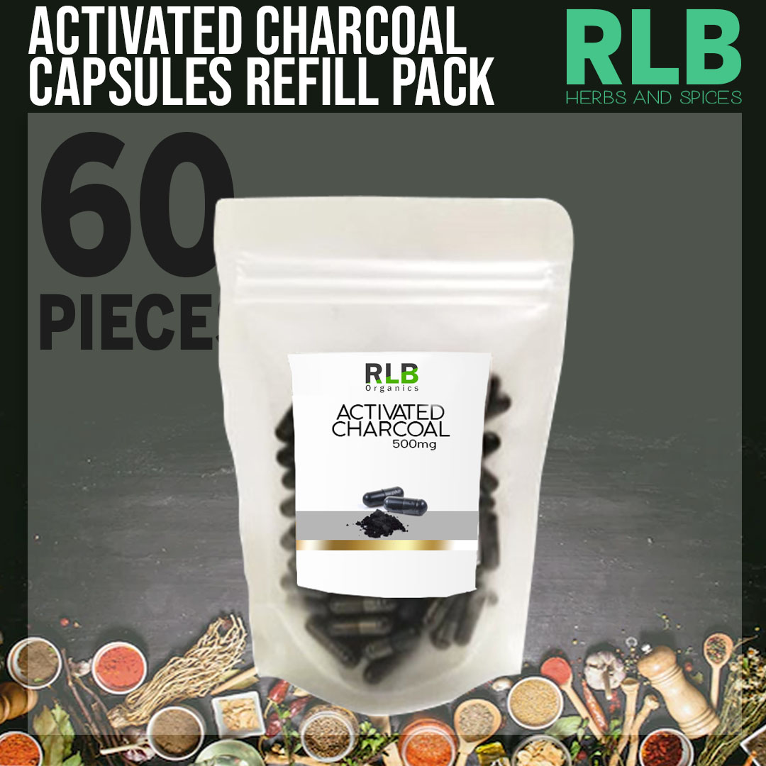 Natural Pure Activated Charcoal Capsules Refill Pack (100, 60, 30