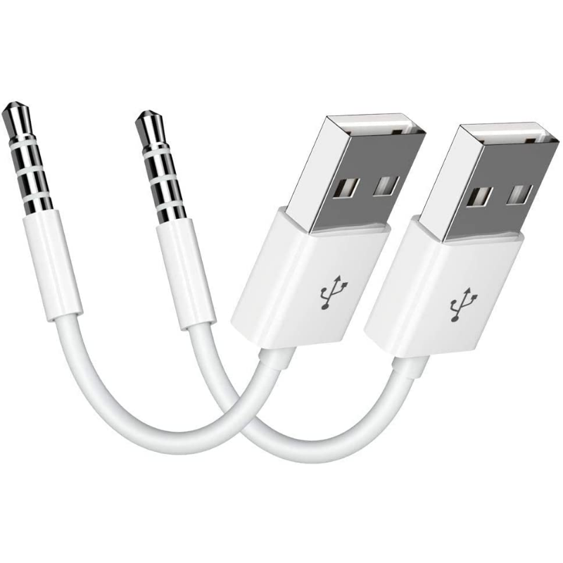 【Exclusive Limited Edition】 MP3 Charging Cable 3.5mm to USB Power & Data Sync Compatible with iPod Shuffle Generations.